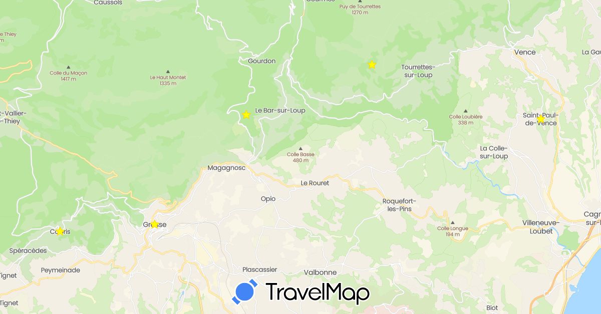 TravelMap itinerary: driving in France (Europe)