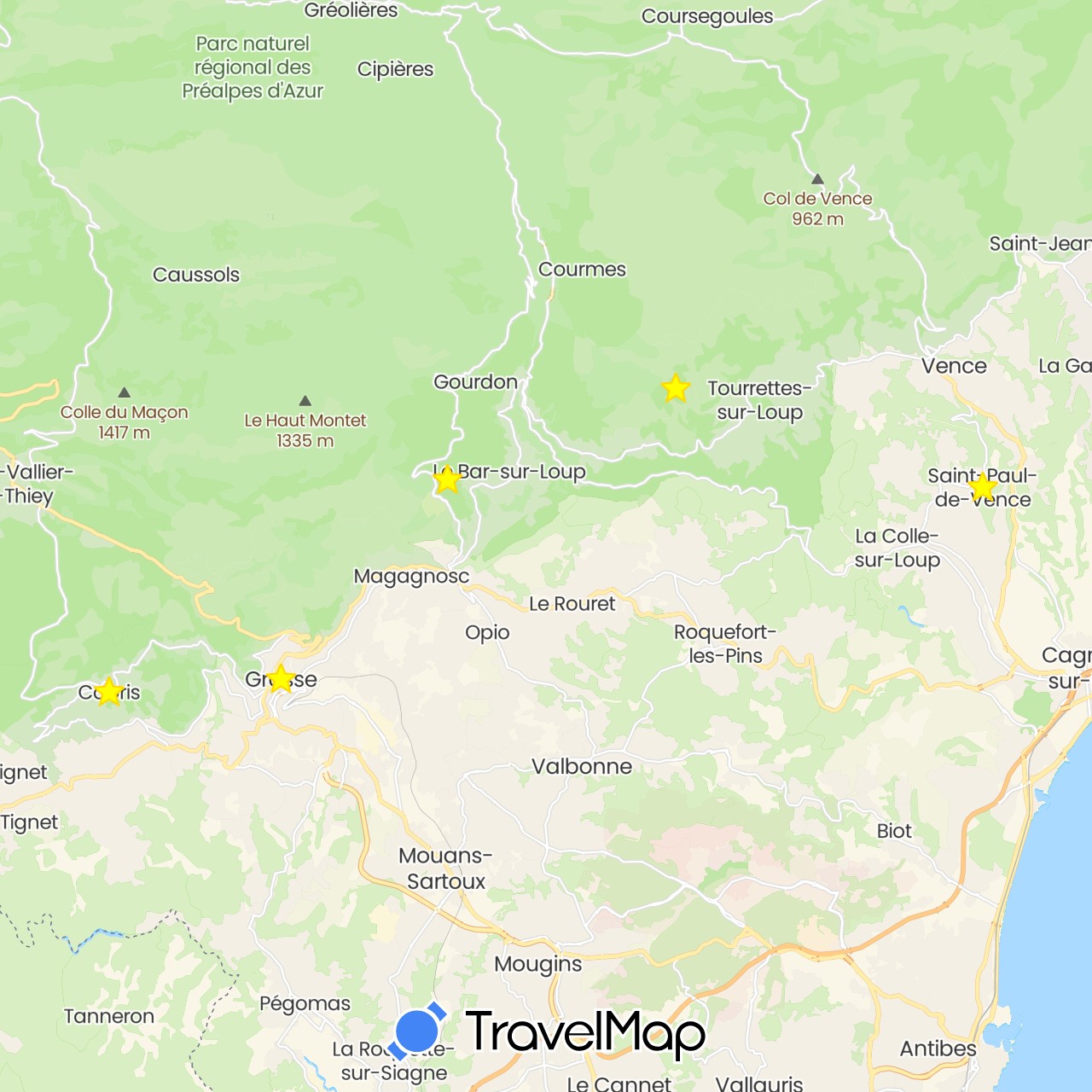 TravelMap itinerary: driving in France (Europe)