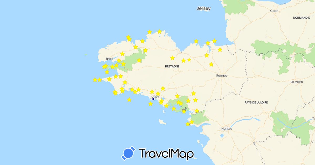 TravelMap itinerary: driving in France (Europe)