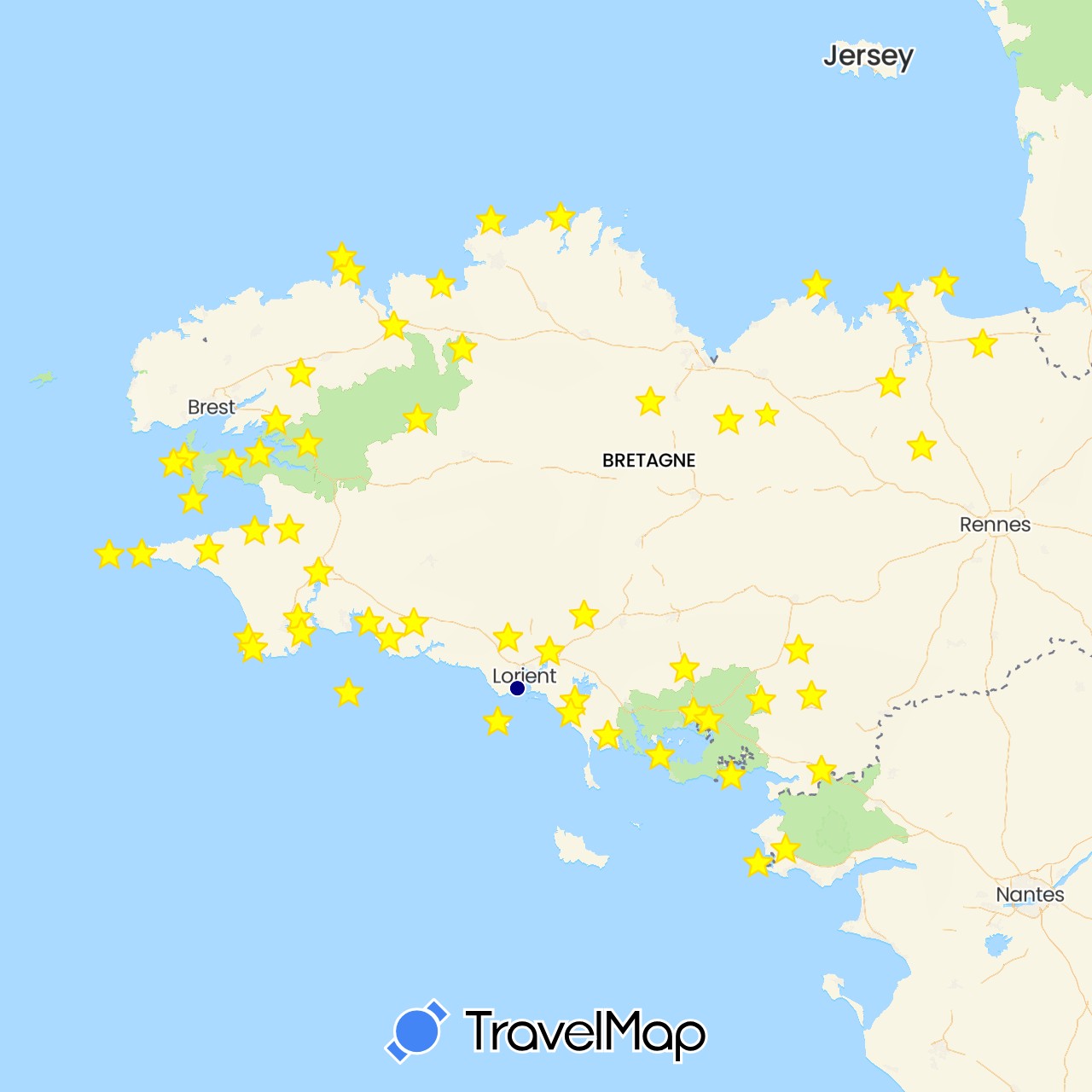TravelMap itinerary: driving in France (Europe)