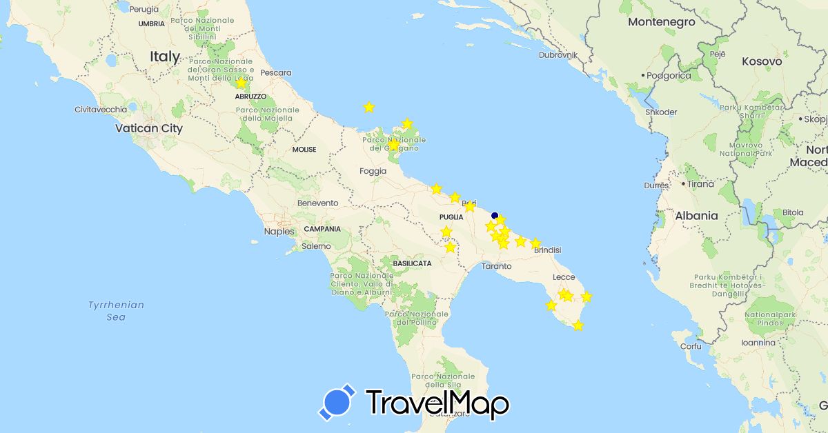 TravelMap itinerary: driving in Italy (Europe)
