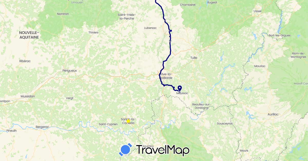 TravelMap itinerary: driving in France (Europe)