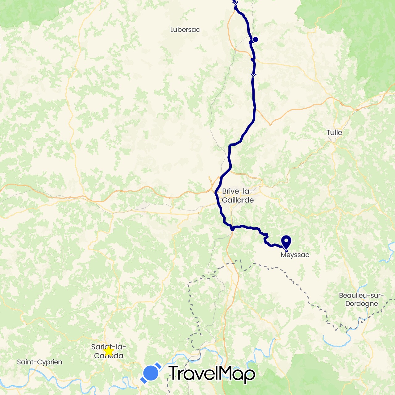 TravelMap itinerary: driving in France (Europe)