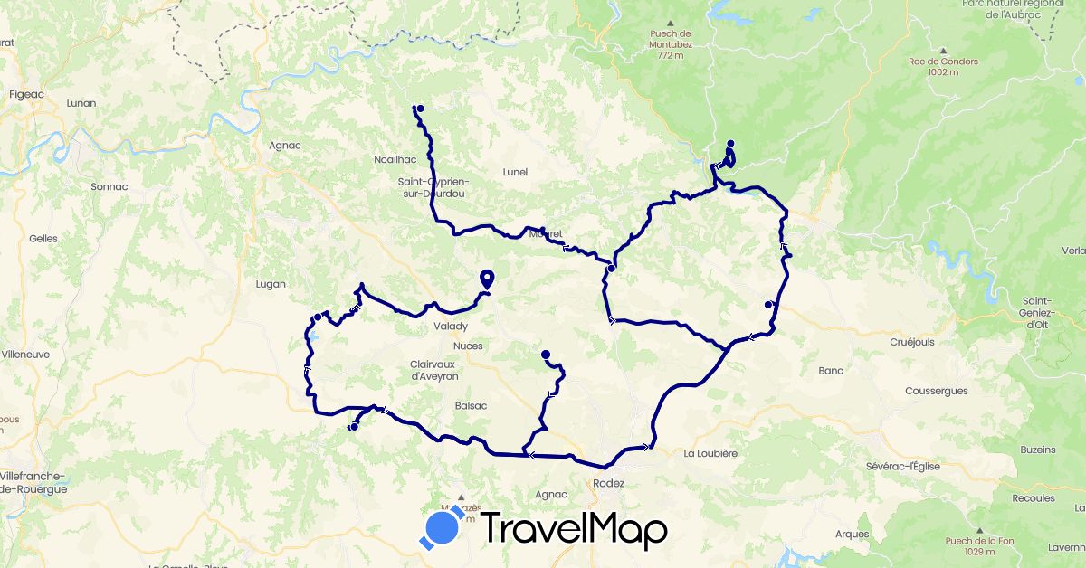 TravelMap itinerary: driving in France (Europe)